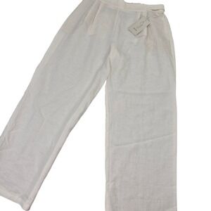 Joie Wide Leg Linen Pants in White/Cream